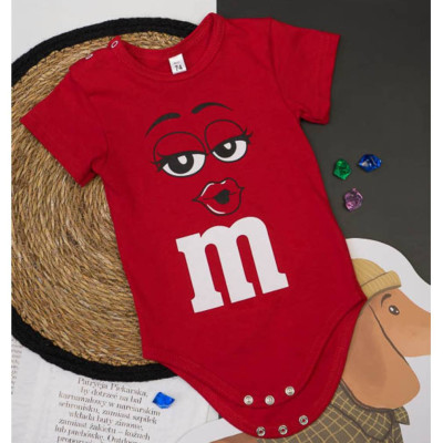 Боді ясельний короткий рукав червоний "M&M's"
